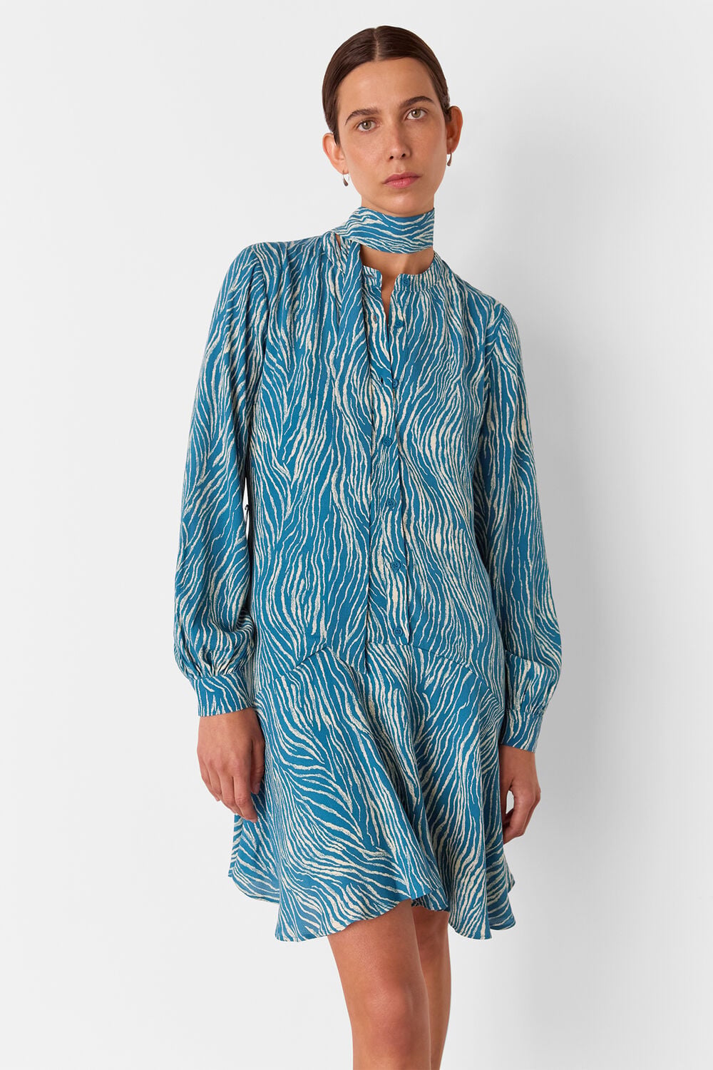 Blue Zebra Flippy Mini Dress