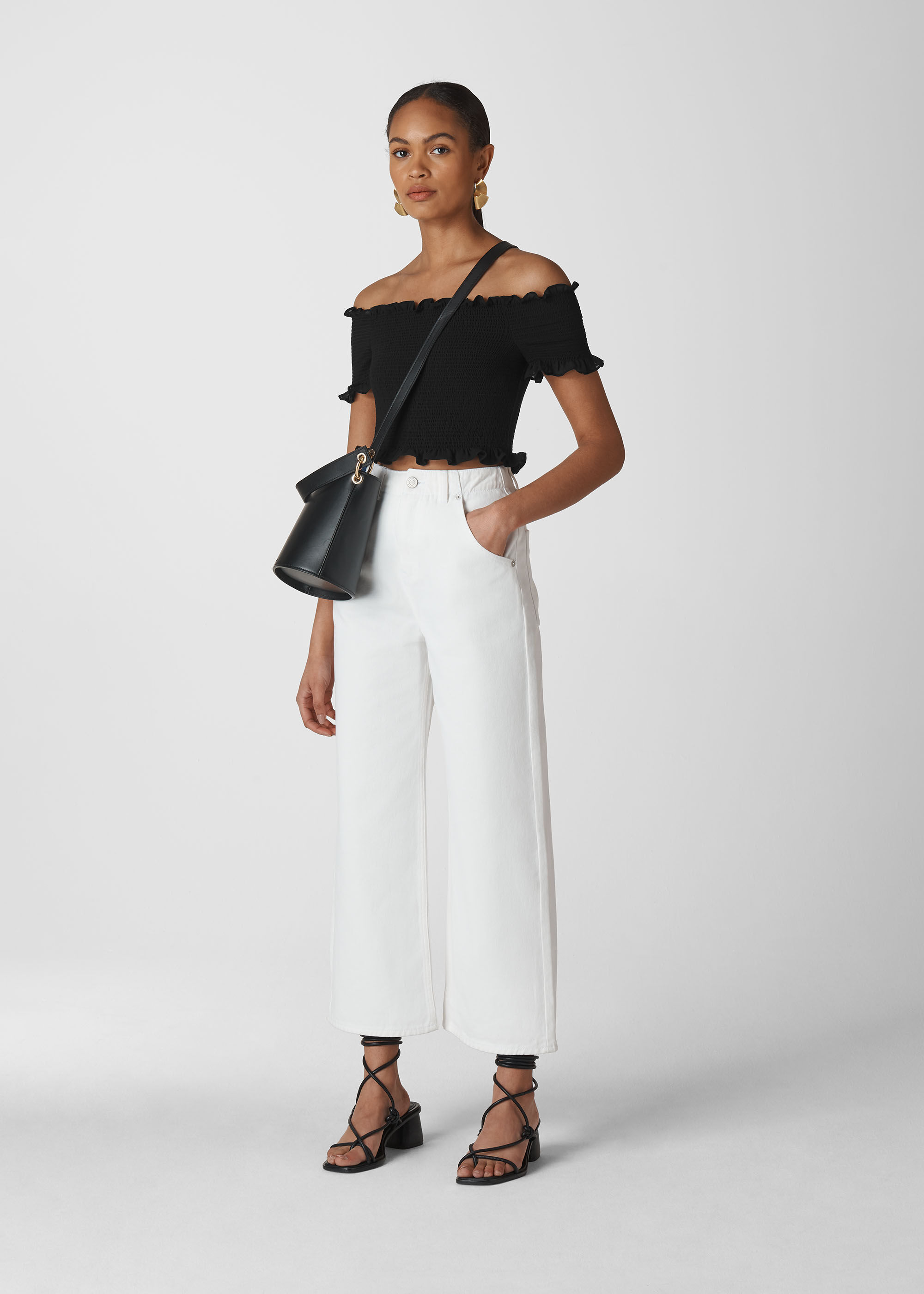 Smocked discount bardot top