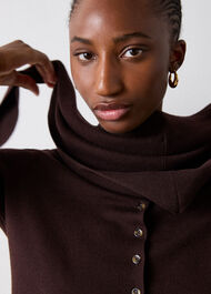 Crew Neck Scarf Cardigan