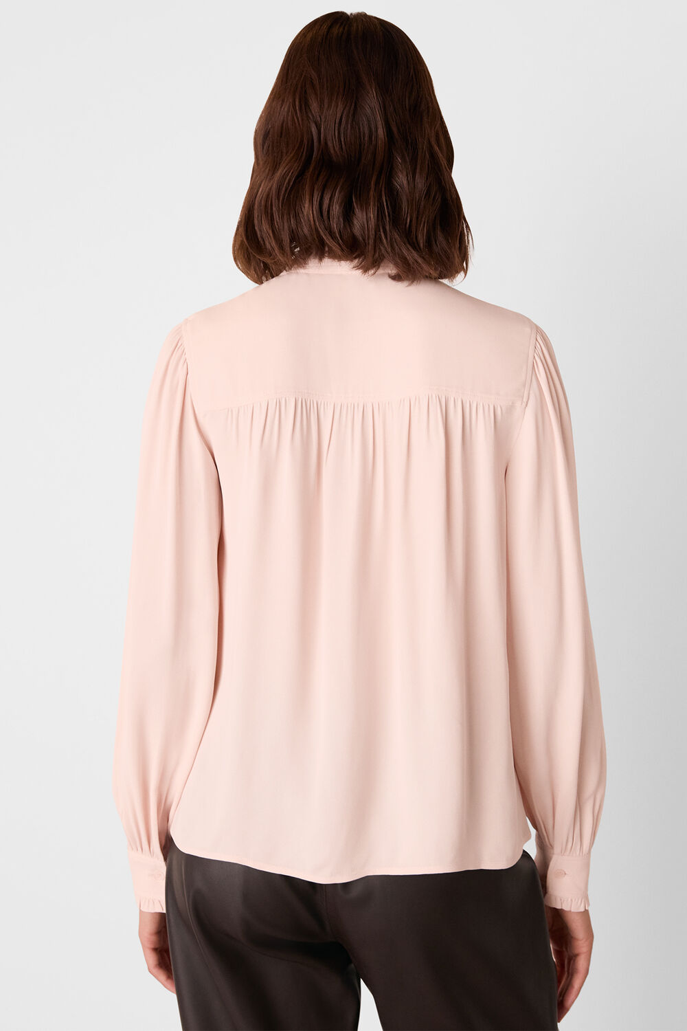 Pale Pink Tie Detail Crepe Blouse