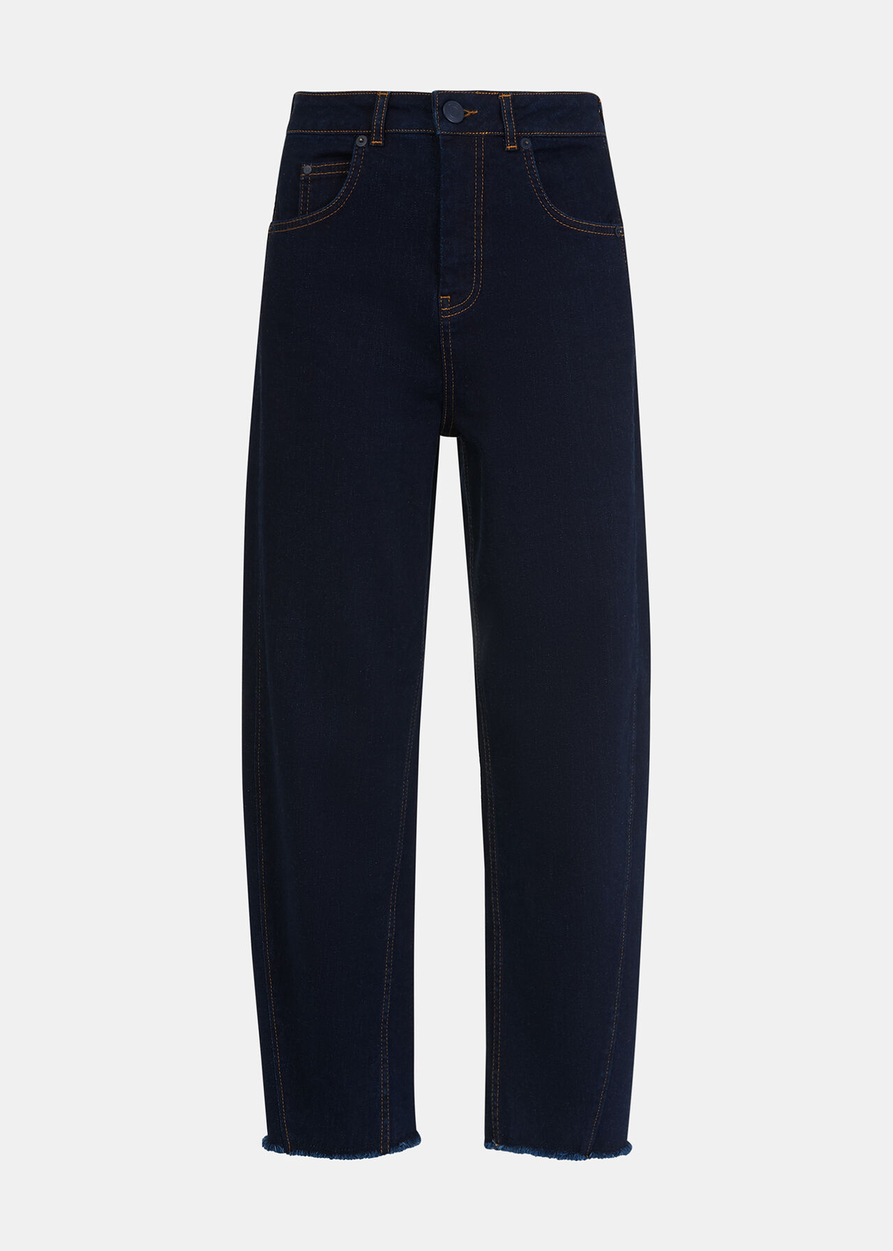 Dark Denim Blue High Waisted Barrel Leg Jeans Whistles