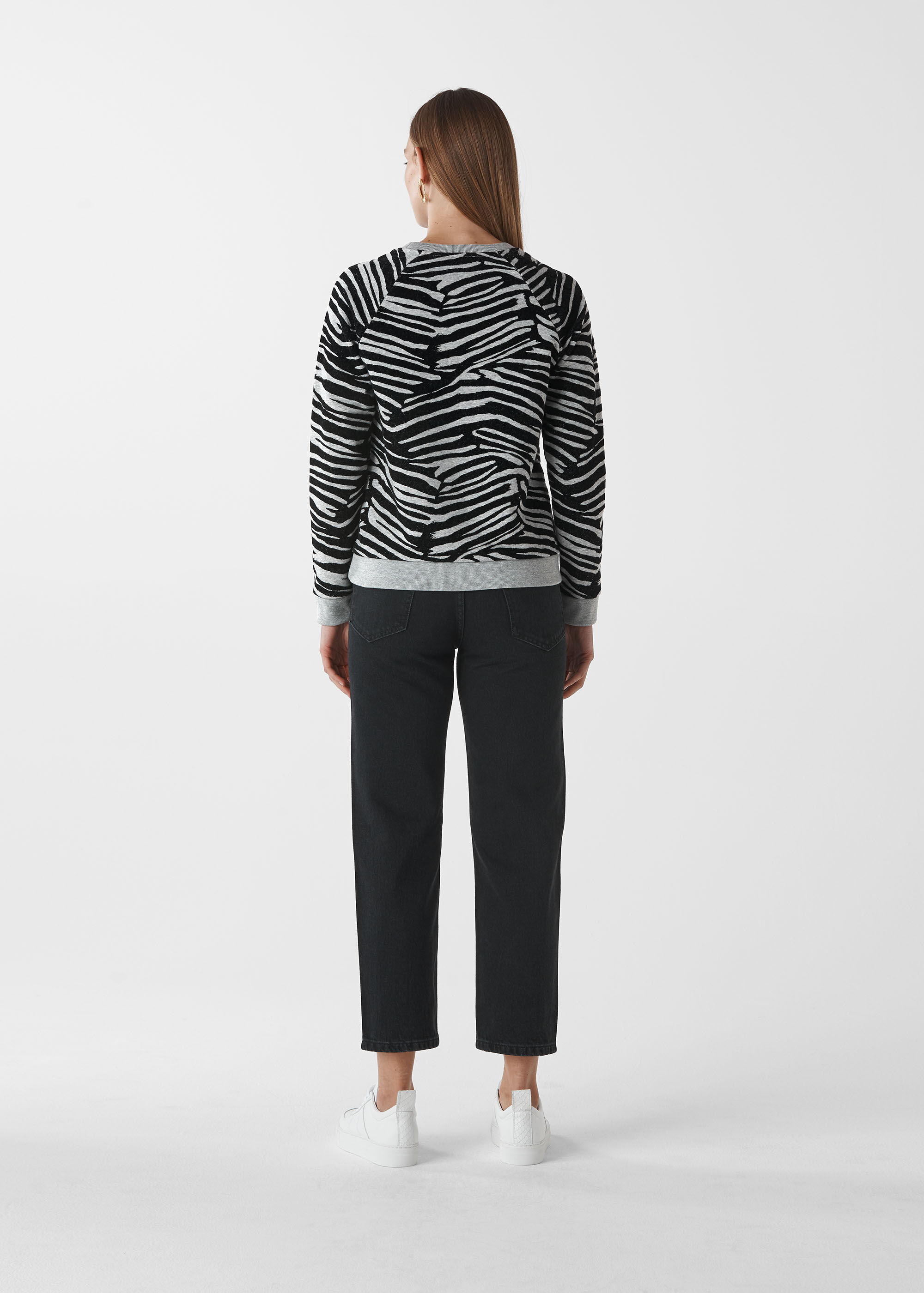 Grey Multi Zebra Flocked Sweat WHISTLES Whistles UK