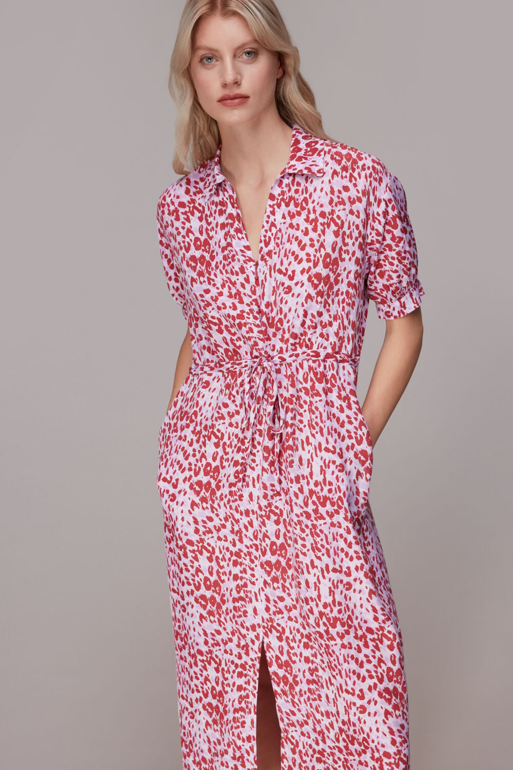 Pink Summer Cheetah Midi Dress