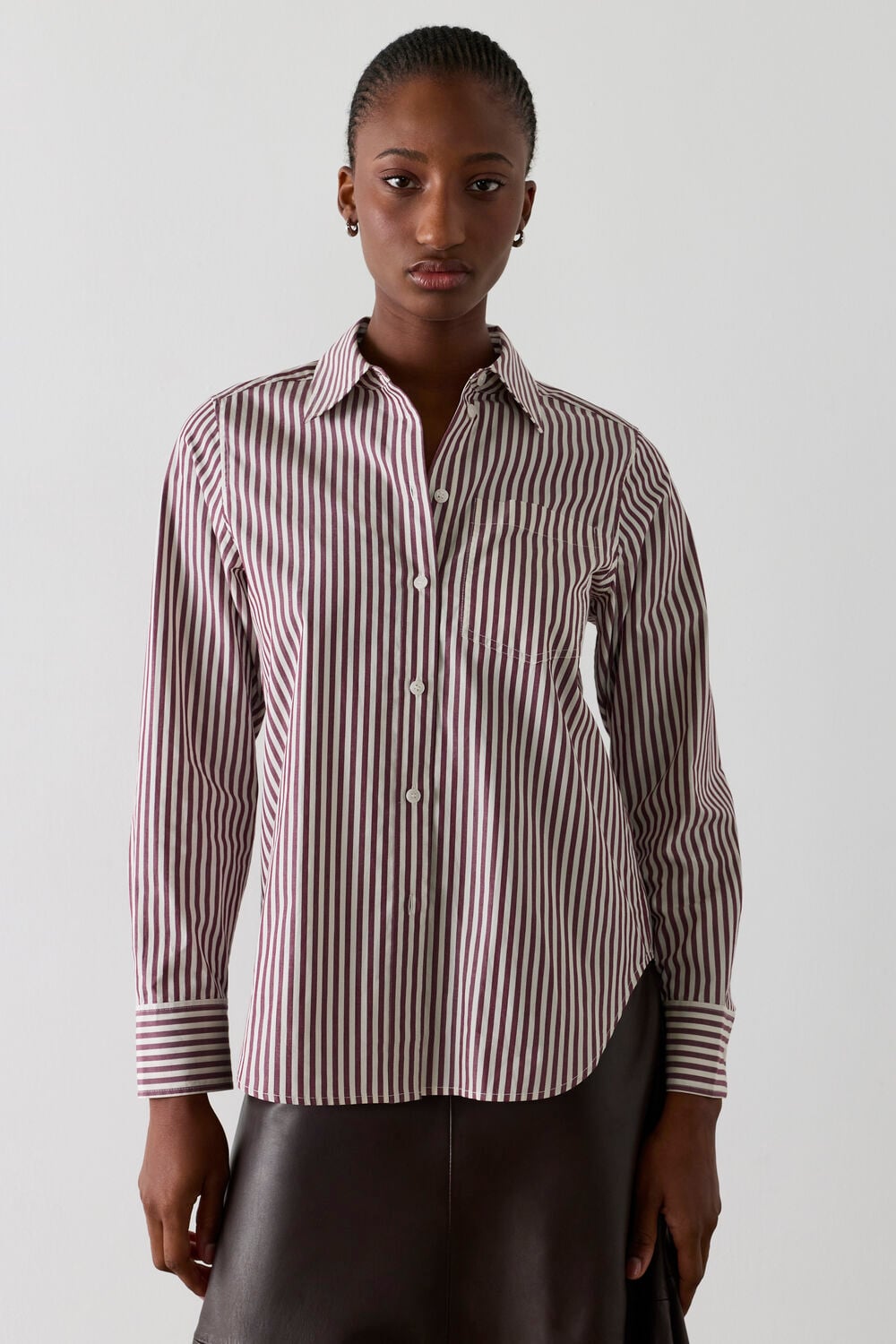 Burgundy Relaxed Fit Stripe Shirt