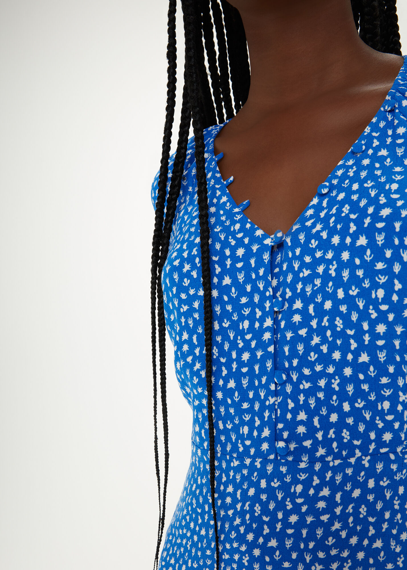 Thin Denim Cactus Print Ruffle Dress main image 0