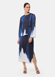 Ice Dye Print Midi Skirt
