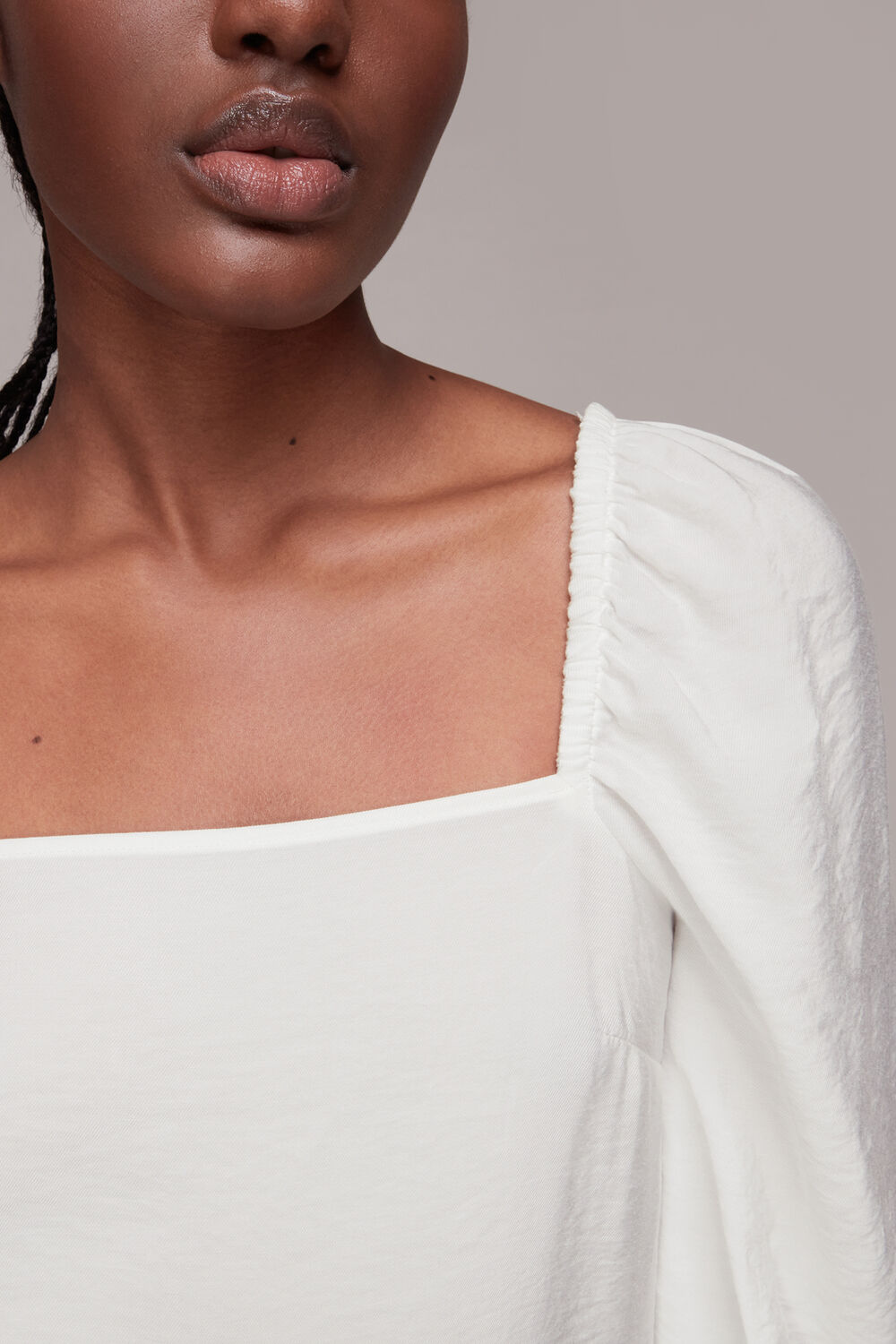 White Blanche Square Neck Top