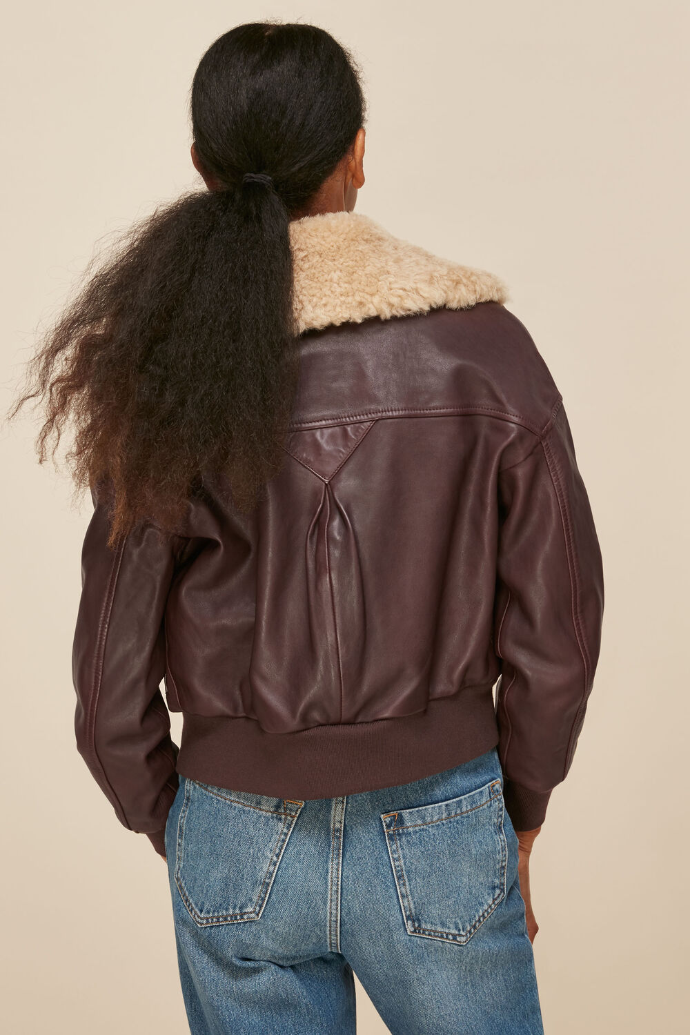 Shearling Collar Bomber Jacket