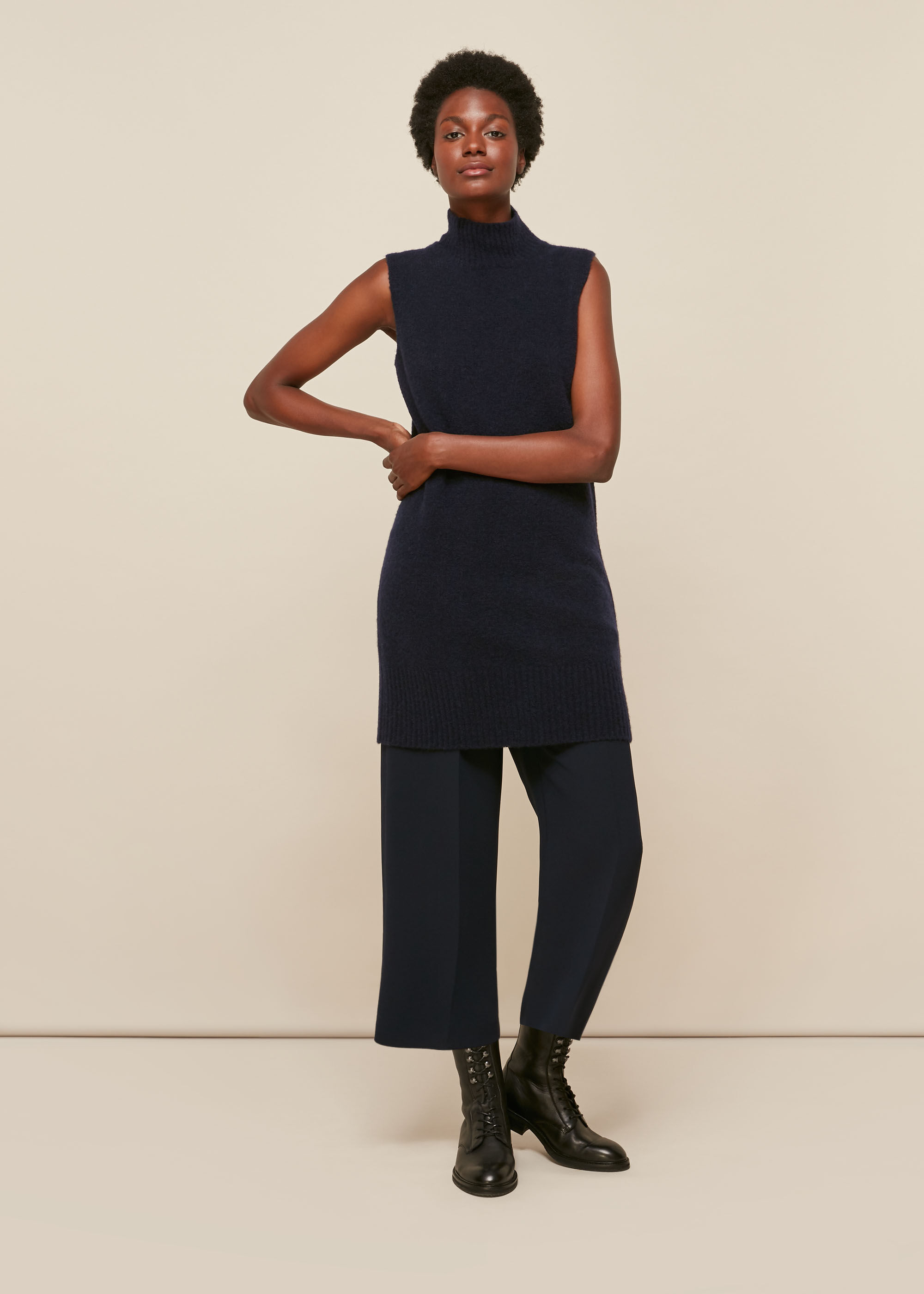 Sleeveless turtleneck sweater clearance tunic
