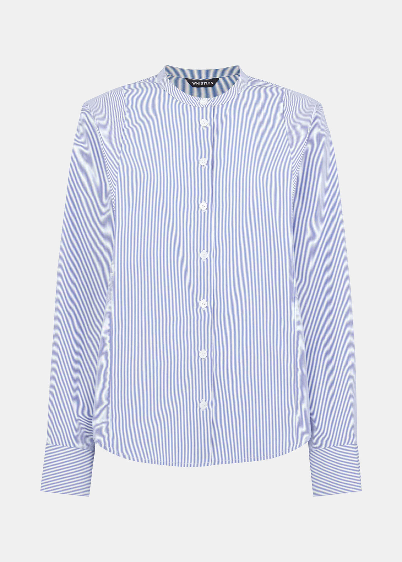 Whistles Stripe Grandad Collar Shirt