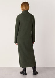 Funnel Neck Wool Midi Dress