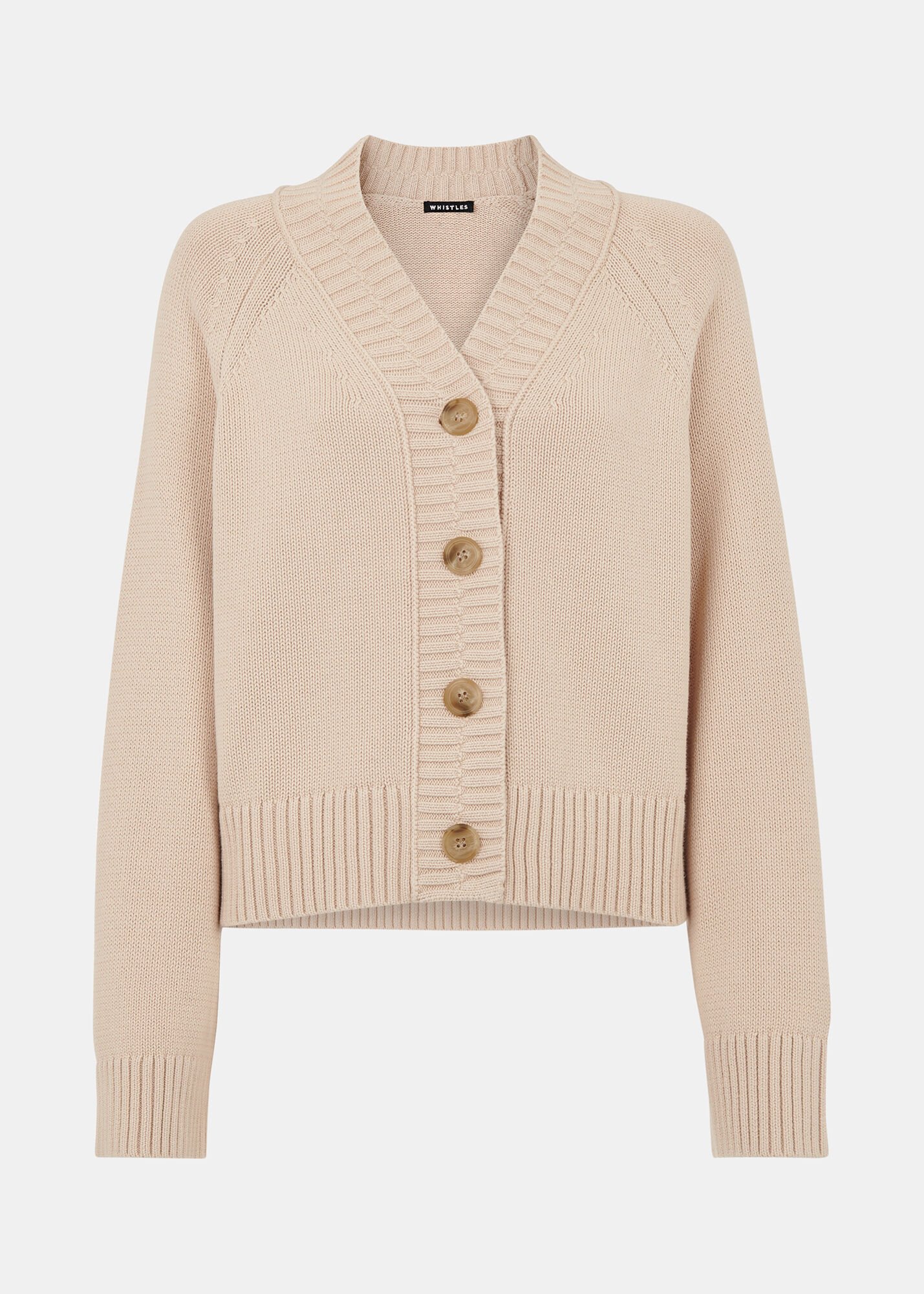 Ivory Ribbed Detail Cotton Cardigan | WHISTLES | Whistles US |