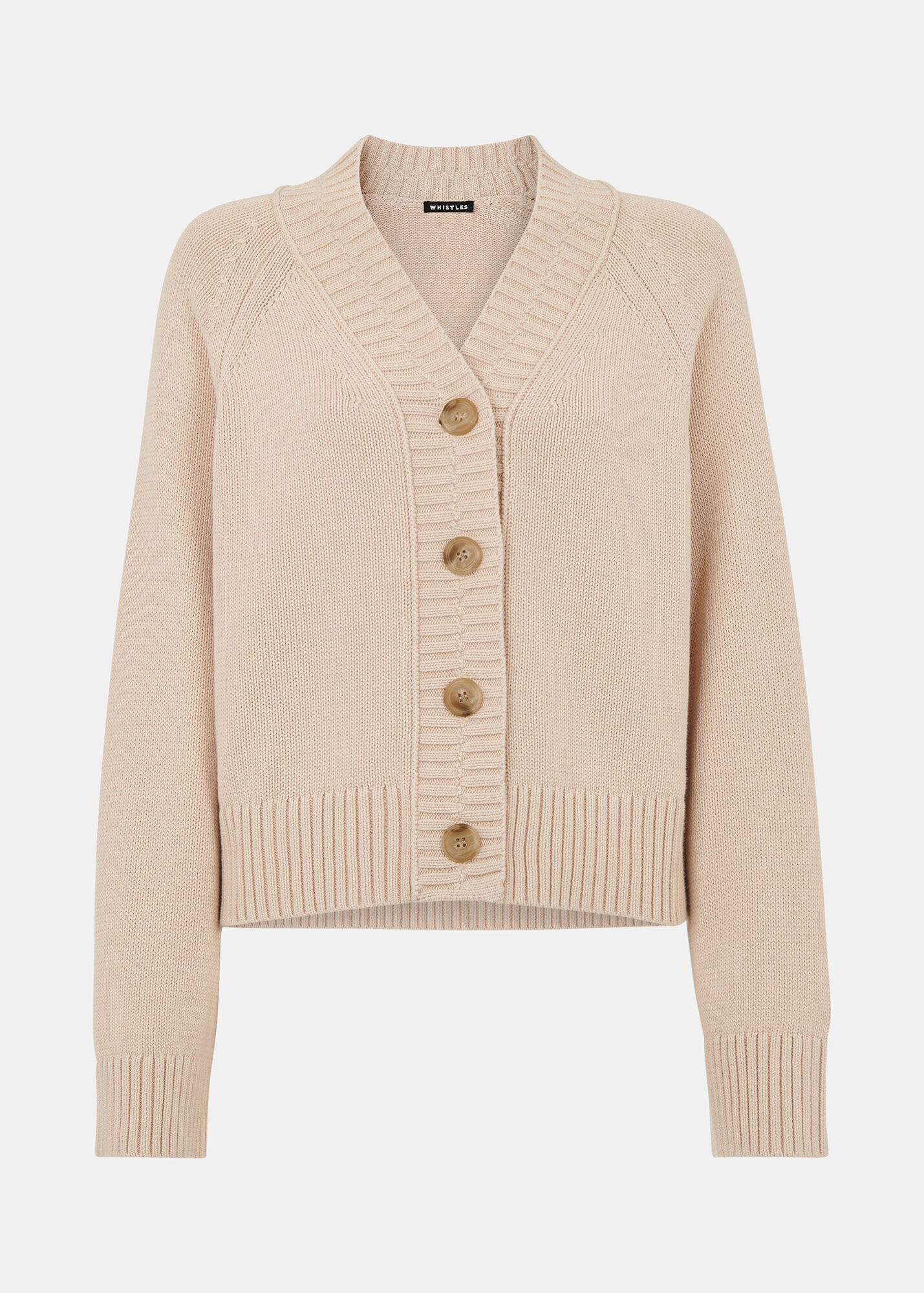 Ivory Ribbed Detail Cotton Cardigan WHISTLES