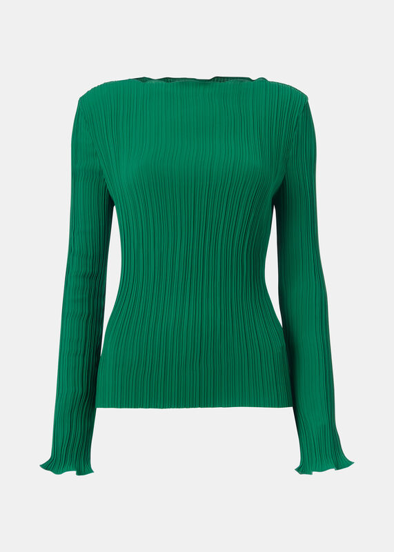 Green Elsa Plisse Top