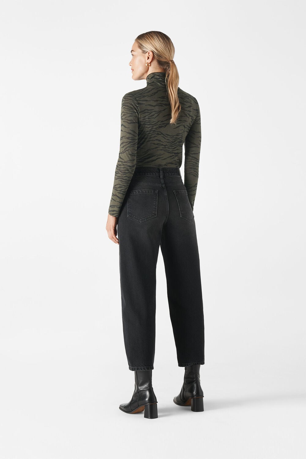 Tiger Burnout High Neck Top Khaki