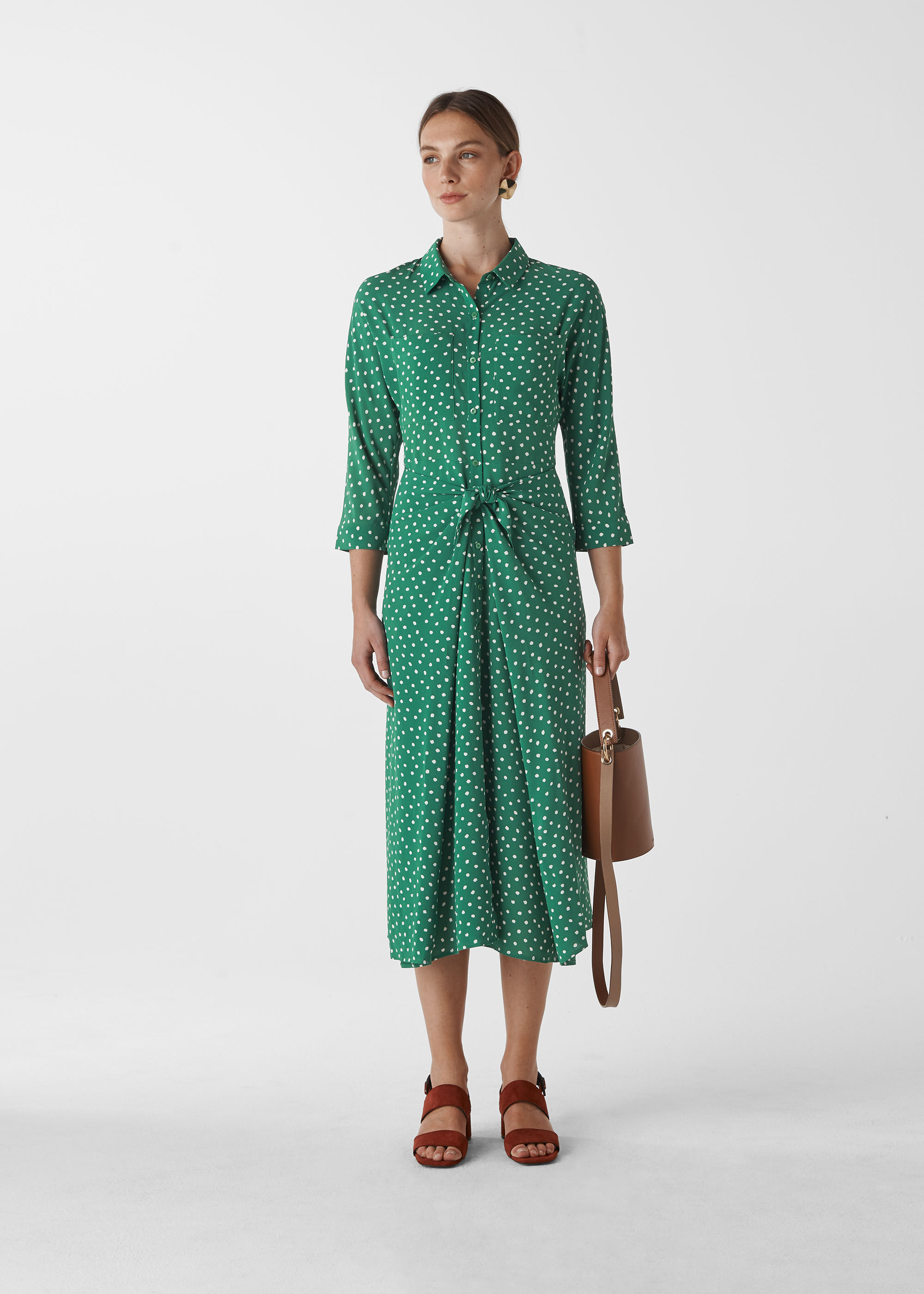 Green Multi Abstract Spot Selma Tie Dress WHISTLES