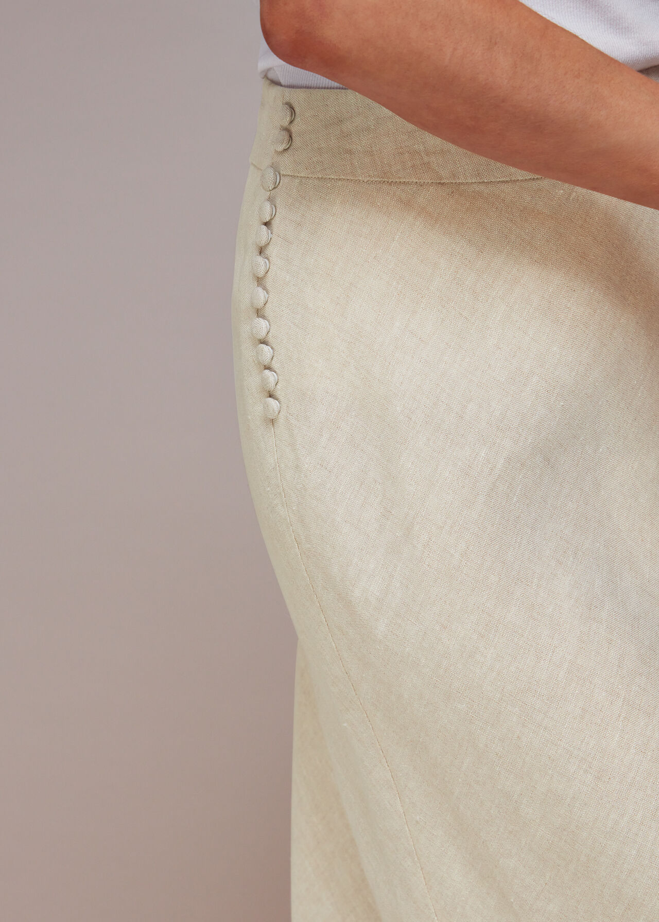 Petite Linen Side Button Skirt