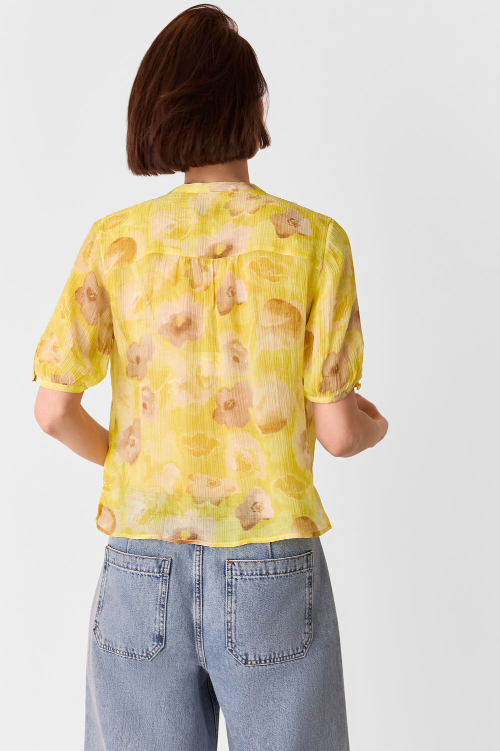Yellow Sunshine Floral Texture Blouse