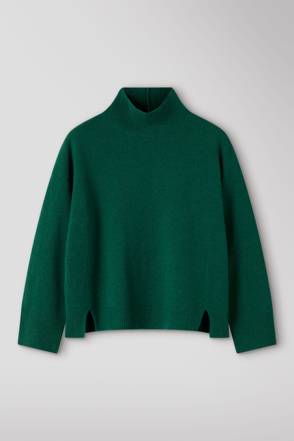 Green Wool Seam Detail Funnel Knit