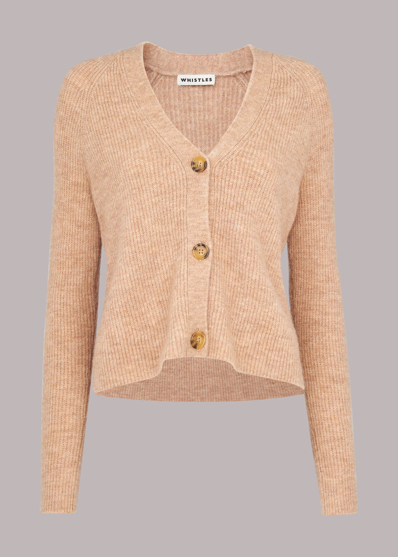 Rib Textured Wool Mix Cardigan