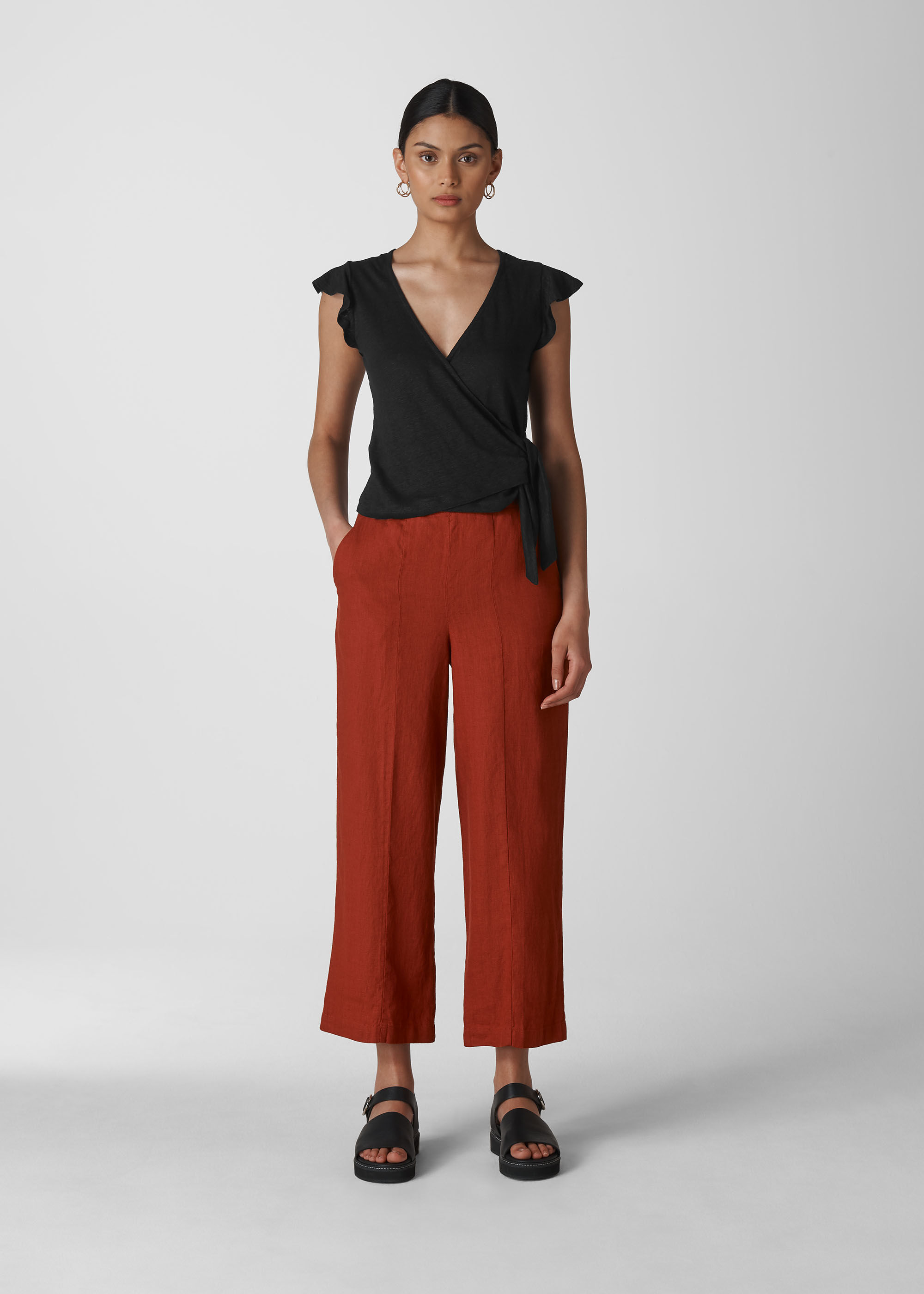 Wrap sales linen top