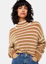 Stripe Rib Detail Funnel Knit