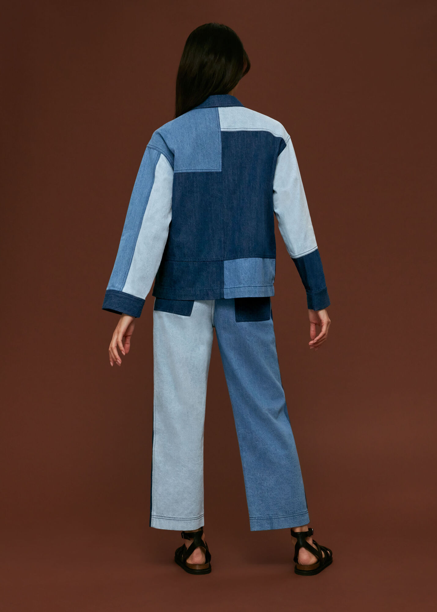 Denim Patchwork Denim Jacket WHISTLES Whistles