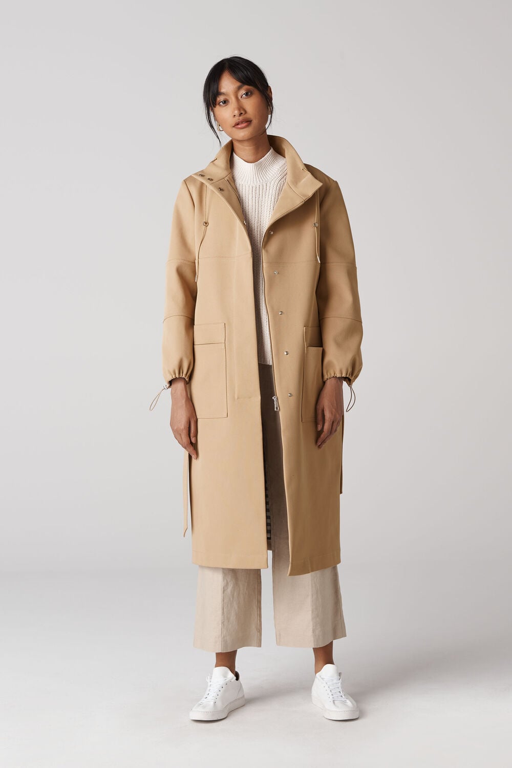 Minimal Gathered Collar Trench Neutral
