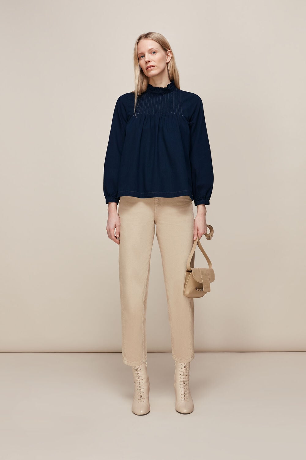 Maja Chambray Pintuck Top 
