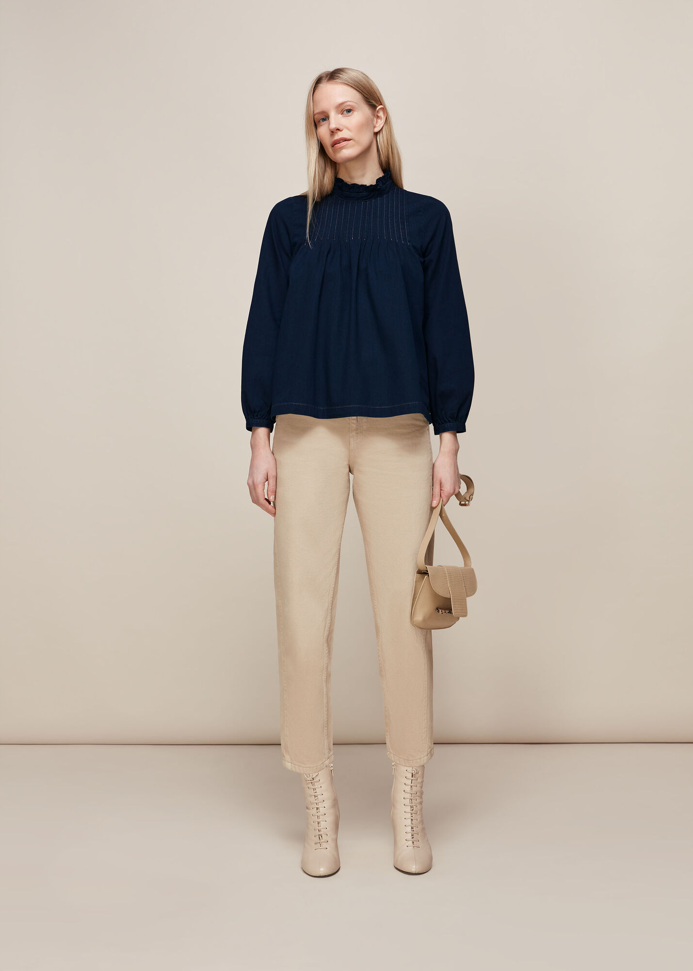 Whistles Women Maja Pintuck Top - Blue - 14