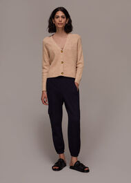 Rib Textured Wool Mix Cardigan