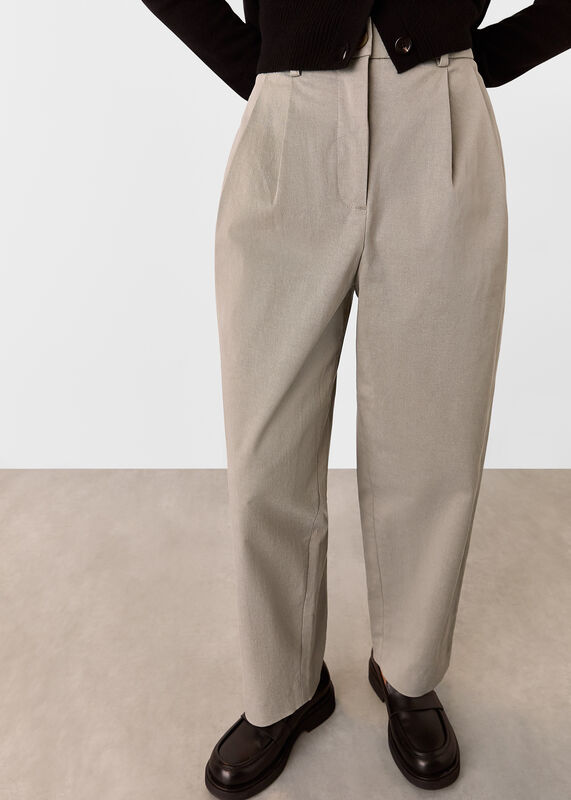 Taupe Petite Bethany Barrel Leg Trouser