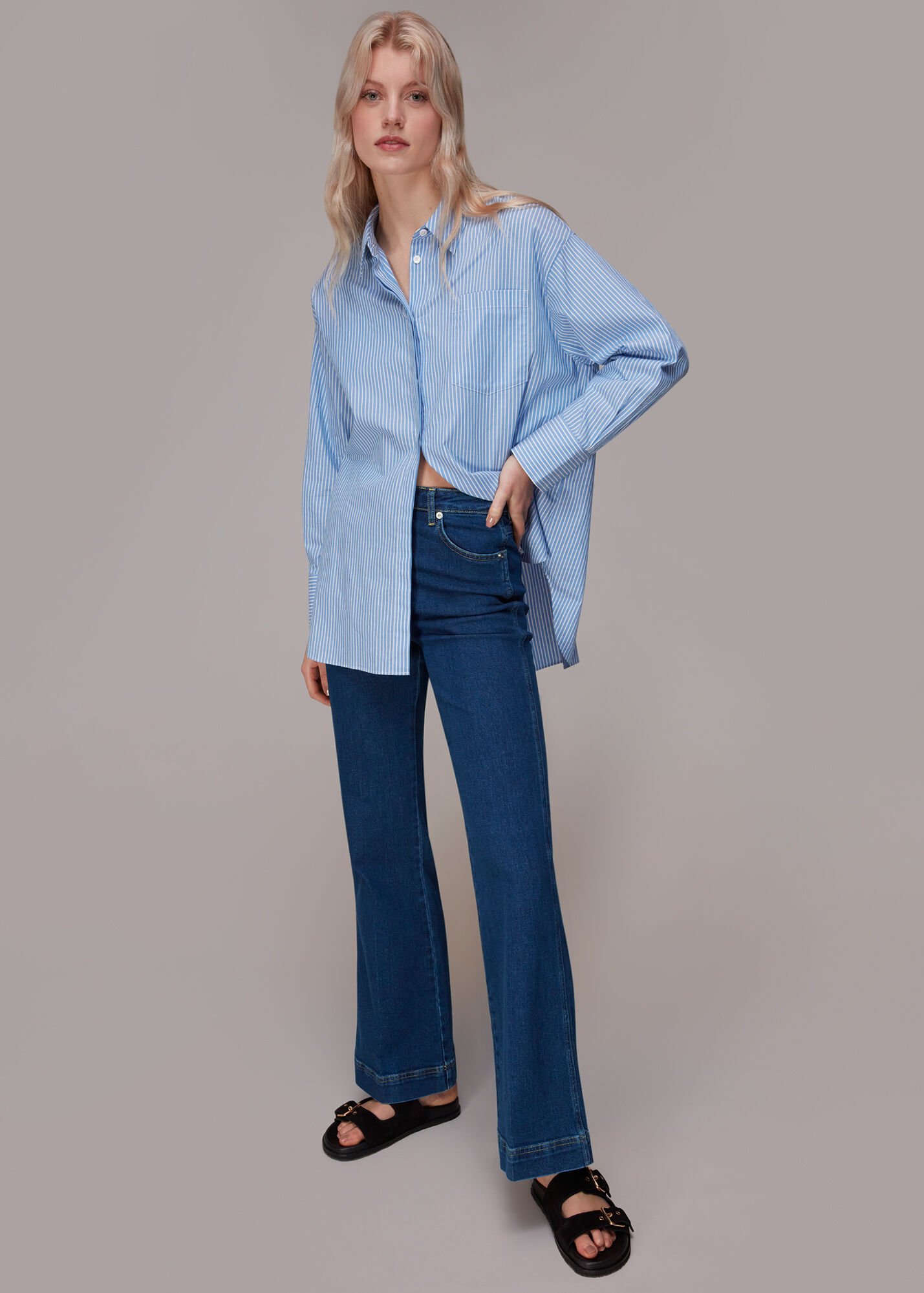Denim stripe best sale jeans