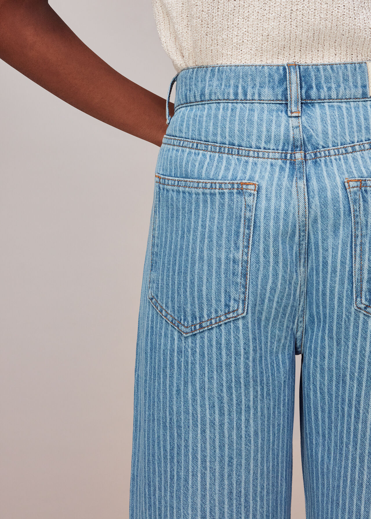 Stripe Barrel Leg Jean