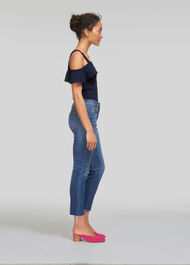 Double Strap Frill Bardot Knit Navy