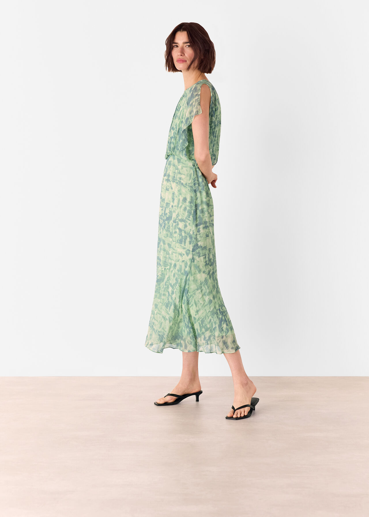 Dashed Brush Marks Midi Dress