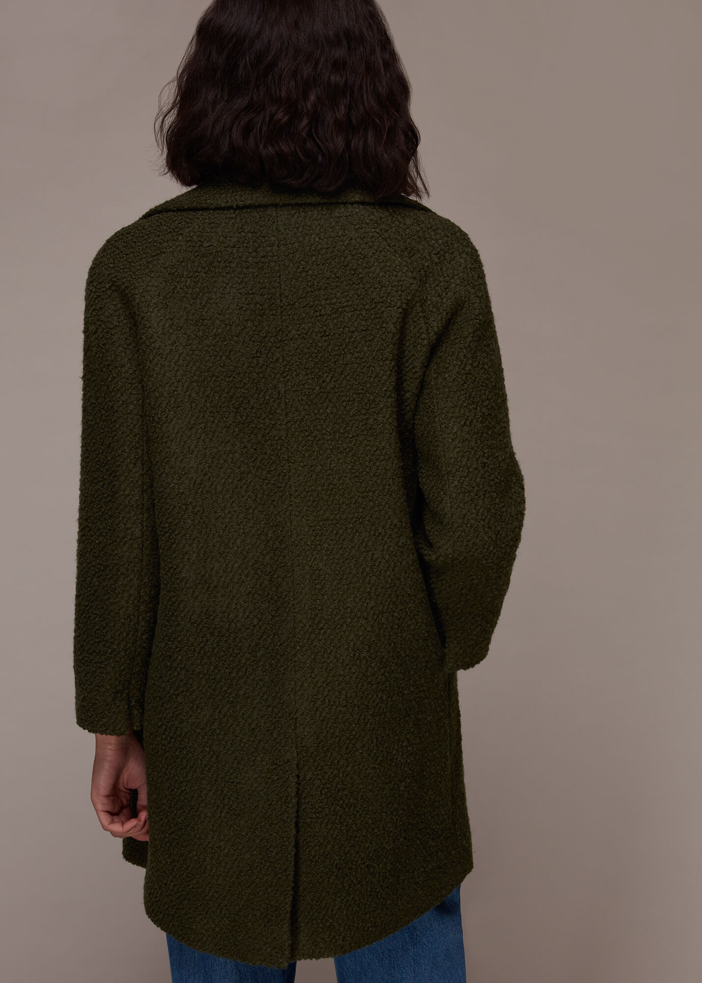 Khaki Daisy Boucle Casual Coat WHISTLES