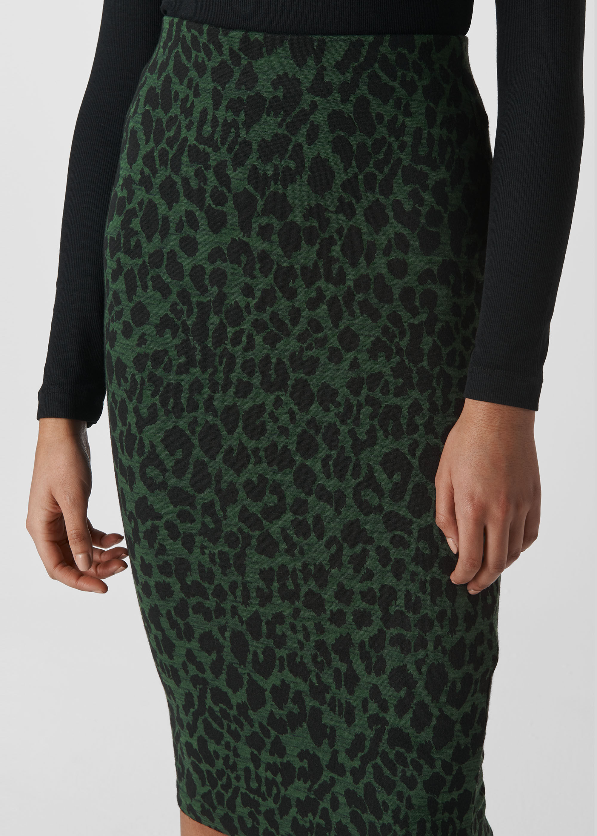 green leopard print pencil skirt