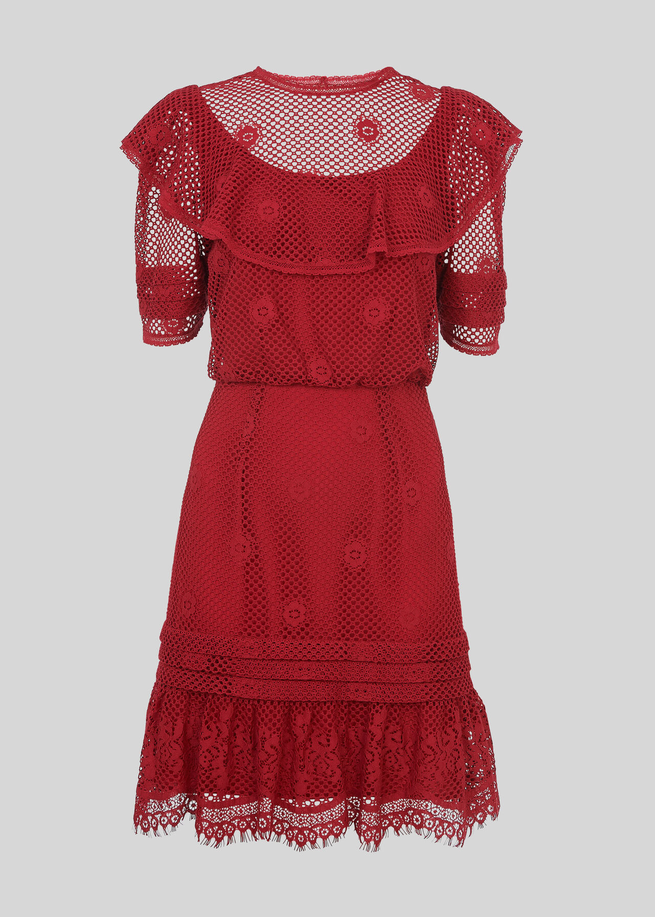 Mariah Lace Ruffle Dress Red