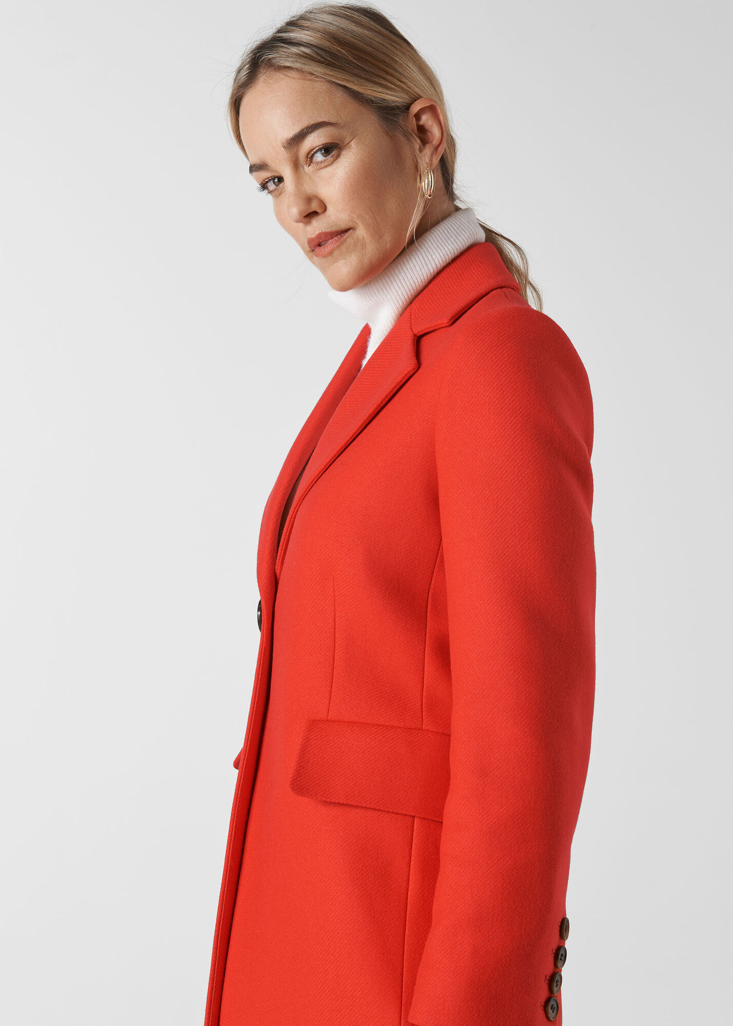 Red Clara Single Breasted Coat WHISTLES