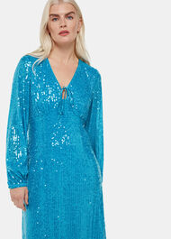 Petite Sequin Keyhole Midi Dress