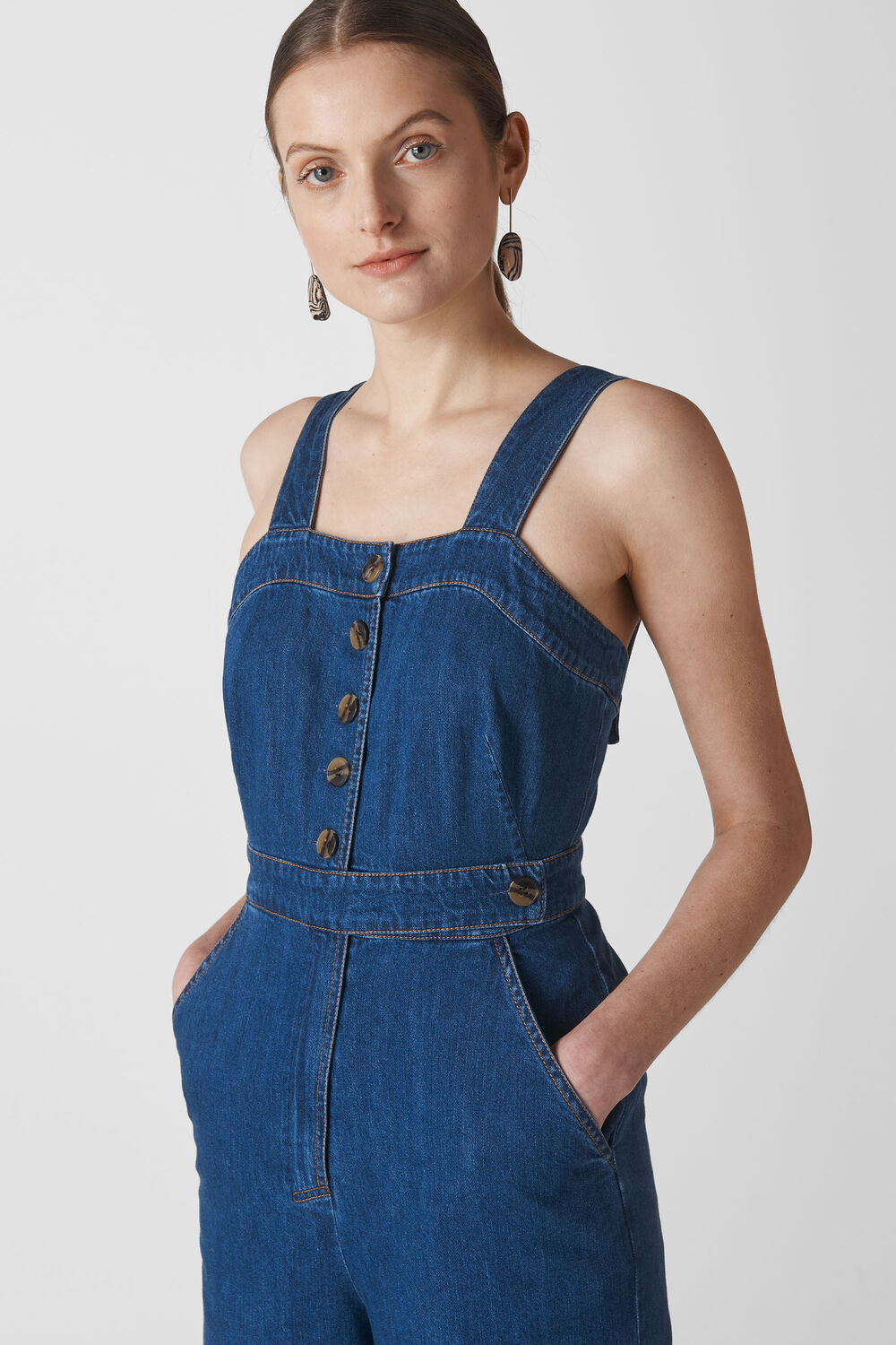 Tia Denim Button Jumpsuit Denim