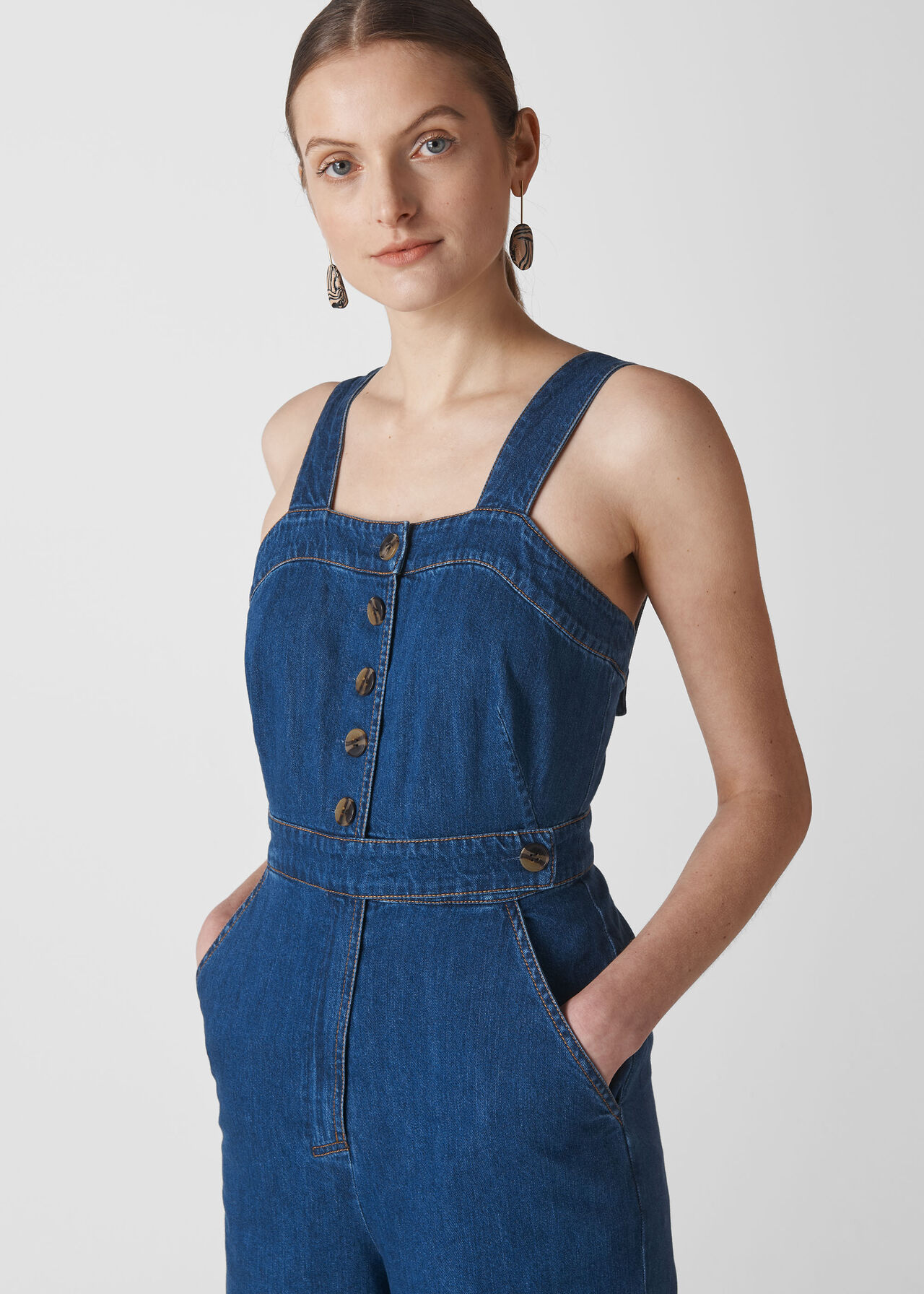 Tia Denim Button Jumpsuit Denim