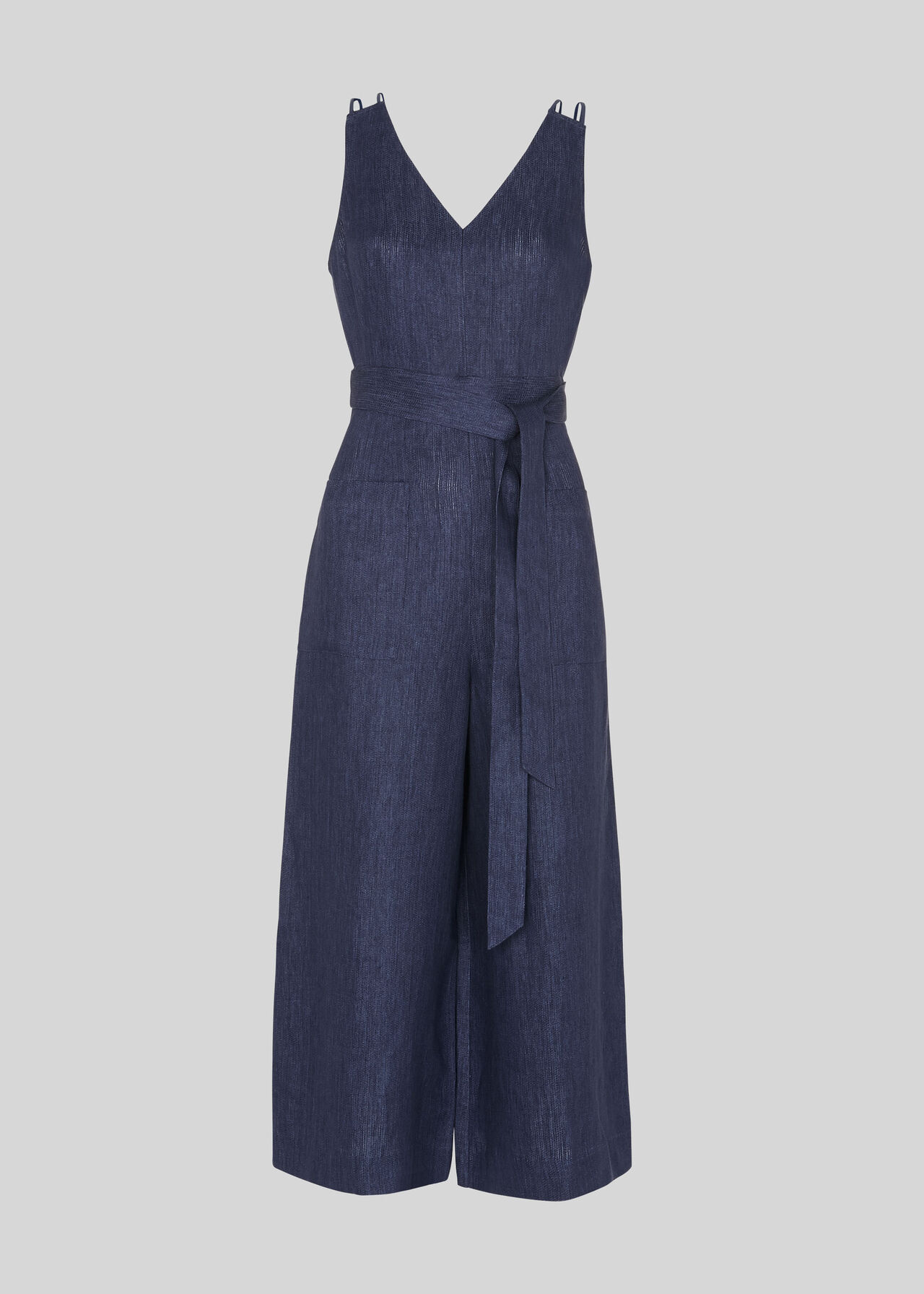 Alpha Strappy Linen Jumpsuit Denim