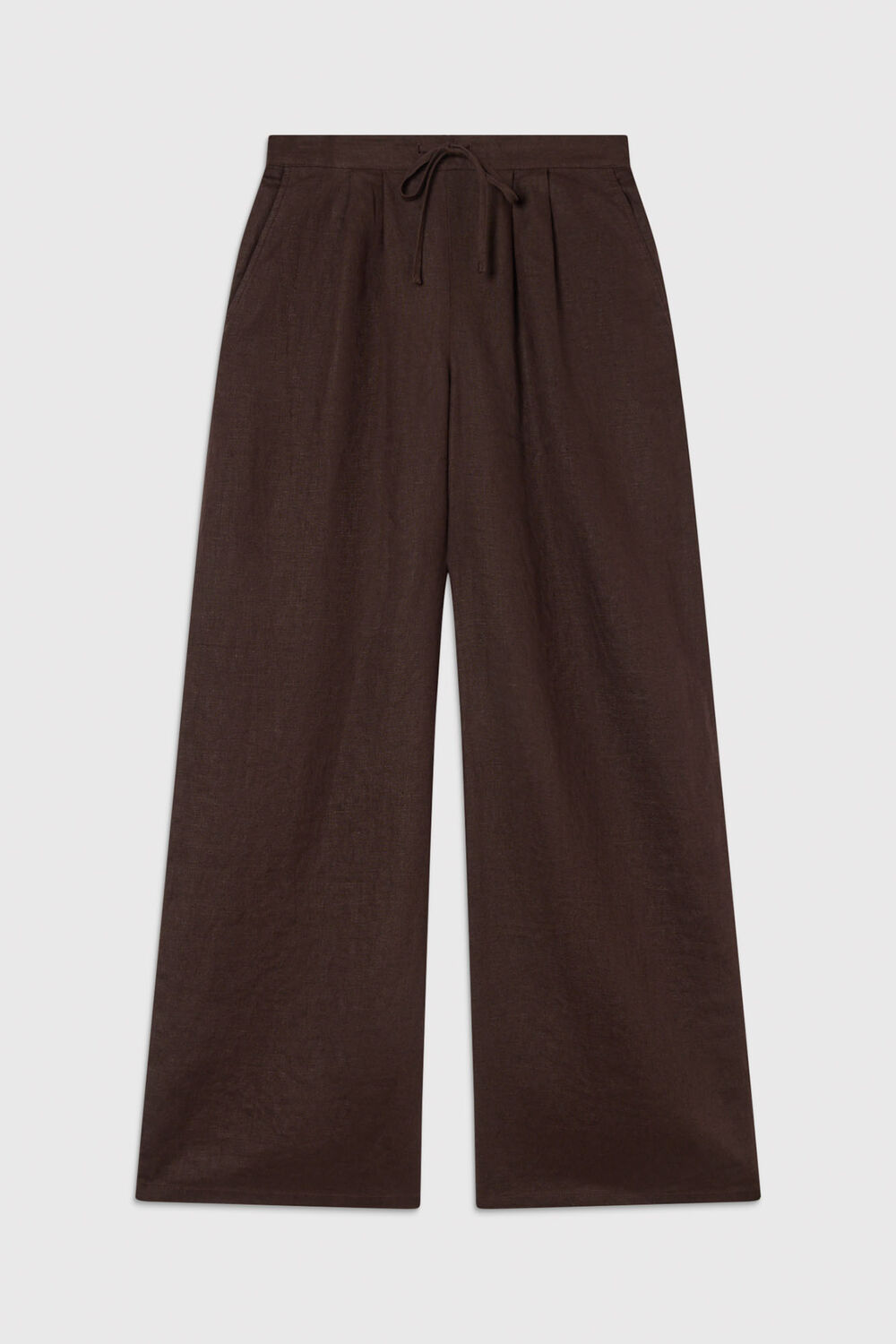 Brown Wide Leg Linen Trouser