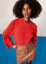 Fringe Sleeve Cable Sweater