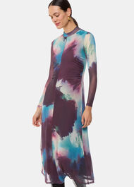 Oil Paint Print Mesh Dress