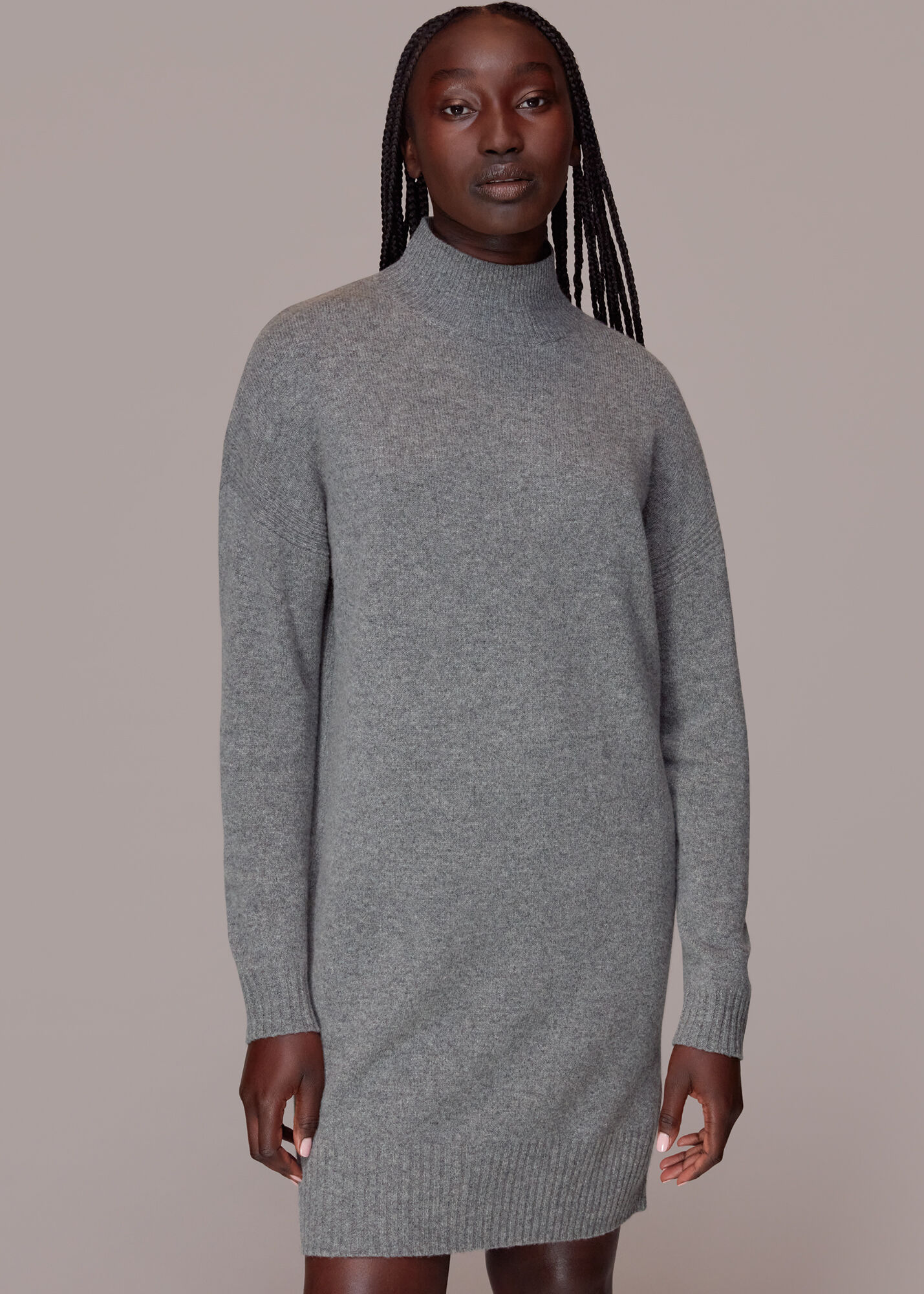 Stripi Funnelneck Knit Dress Black Stripes Cloud main image 0