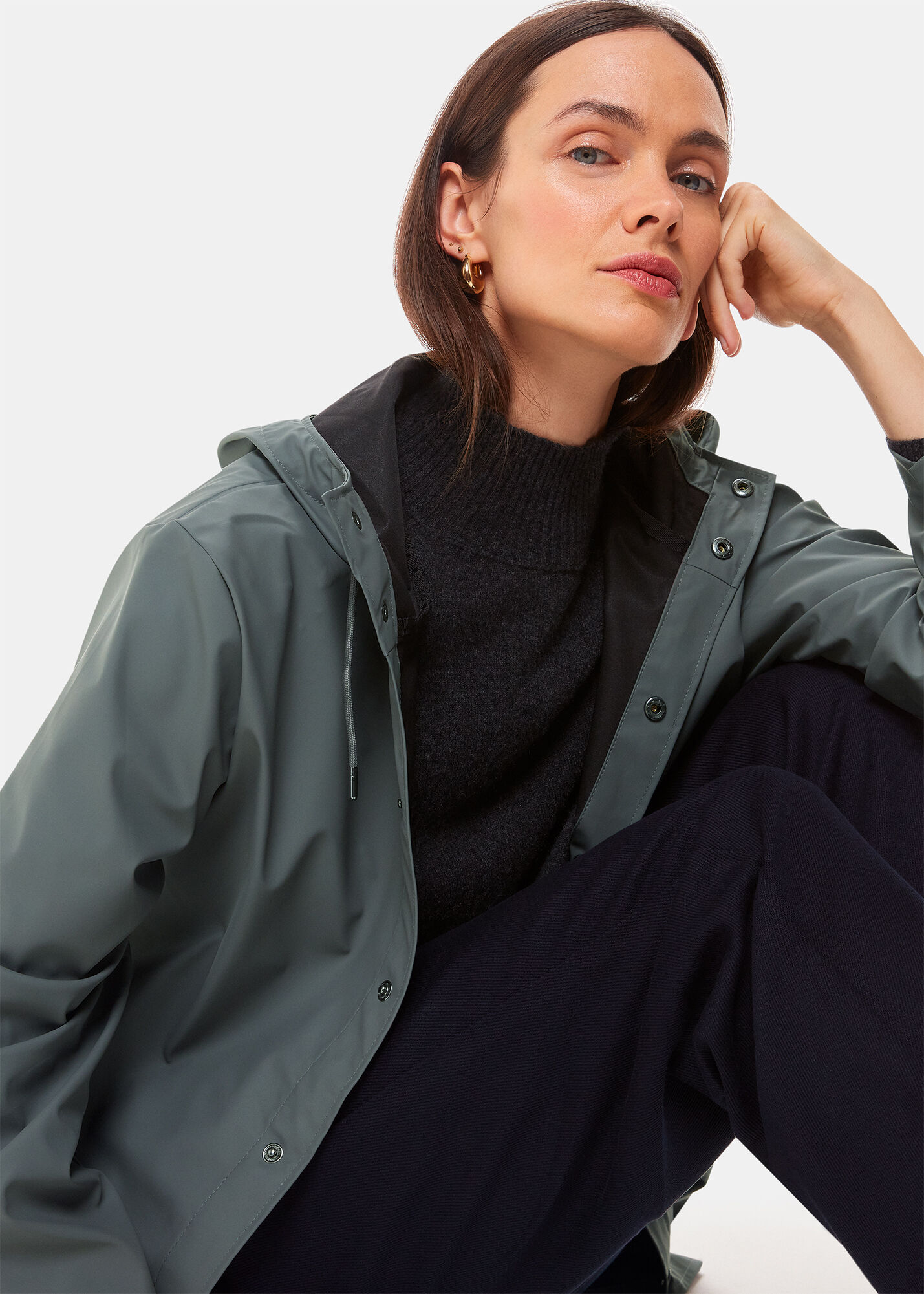 Rains long jacket charcoal hotsell