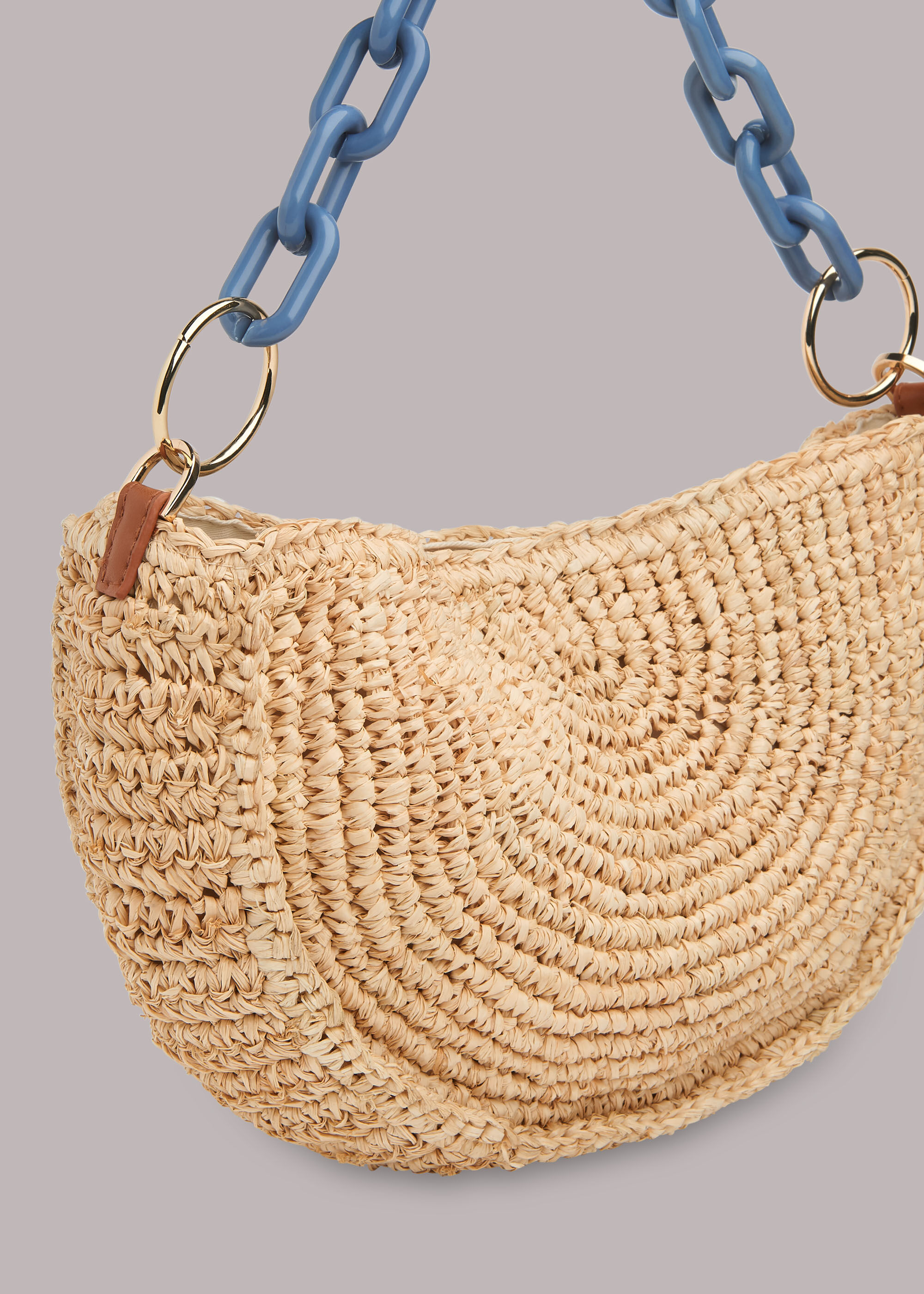 Straw half moon bag cheap